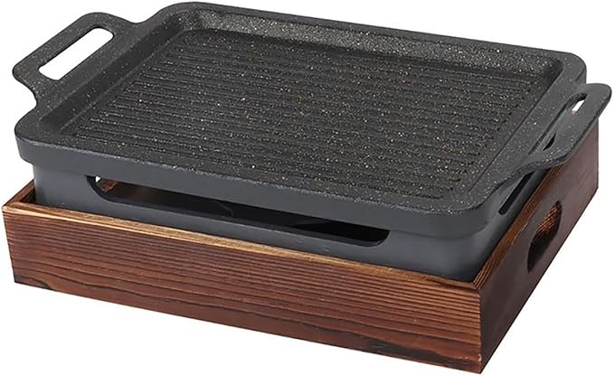 BBQ Barbeque Barbecue Grill,BBQ,Household Smoke-Free Korean Iron Plate Grill,Solid Alcohol Charcoal Grill,Indoor and Outdoor (Size : 27cm*20cm)