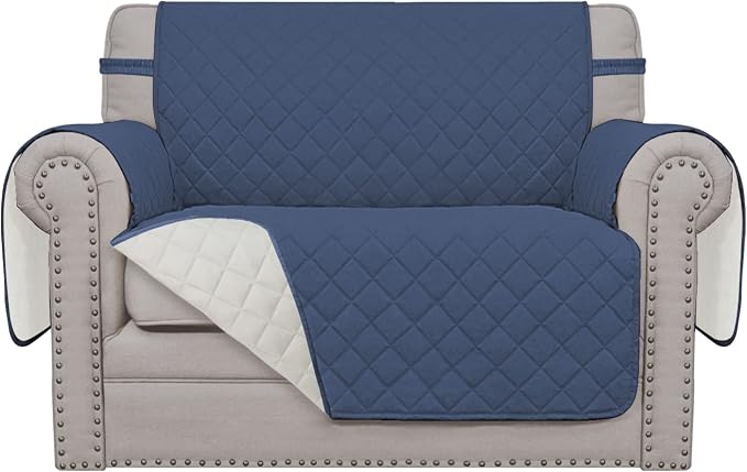 Easy-Going Reversible Couch Cover, Oversized Chair, Dark Blue/Ivory | Machine Washable Slipcover For Dogs, Water Resistant Furniture Mat For Living Room, Non-Slip Sofa Cover, Pet Friendly
