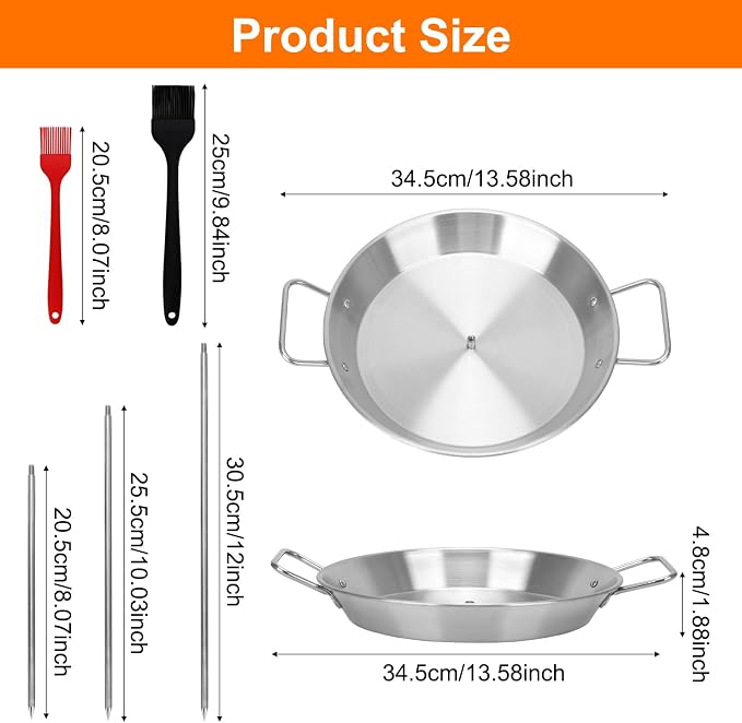 Al Pastor Skewer for Grill, Stainless Steel Shawarma Skewer Stand Vertical Pan with 3 Removable Spikes (8”/10"/12”) & Brushes for Tacos Al Pastor, Grill Smoker Oven BBQ