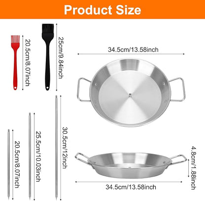 Al Pastor Skewer for Grill, Stainless Steel Shawarma Skewer Stand Vertical Pan with 3 Removable Spikes (8”/10"/12”) & Brushes for Tacos Al Pastor, Grill Smoker Oven BBQ