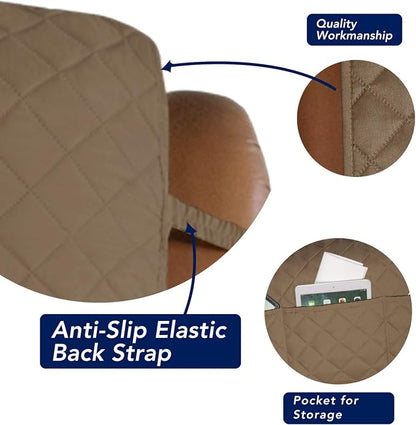PureFit Reversible Recliner Chair Covers Couch Covers for Dogs, 28 in | Camel/Ivory, Water Resistant Couch Protector, Washable Pet Couch Cover with Non Slip and Elastic Straps For Kids