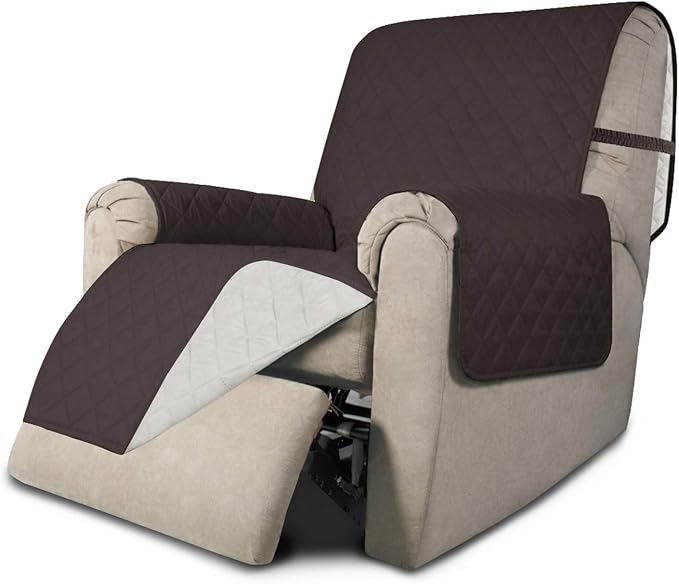 Easy-Going Reversible Couch Cover, Recliner 19 in, Chocolate/Ivory | Machine Washable Slipcover For Dogs, Water Resistant Furniture Mat For Living Room, Non-Slip Sofa Cover, Pet Friendly