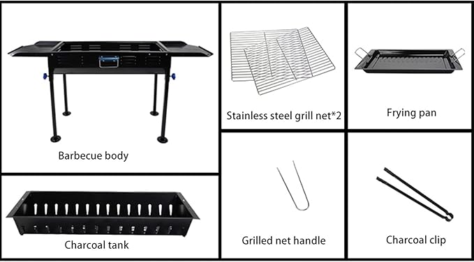YYDS Charcoal Grill Folded Charcoal BBQ Grill Set,Stainless Steel Large BBQ Charcoal Grill Smoker Barbecue for Outdoor Cooking Hiking Picnics BBQ Grill