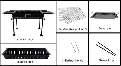YYDS Charcoal Grill Folded Charcoal BBQ Grill Set,Stainless Steel Large BBQ Charcoal Grill Smoker Barbecue for Outdoor Cooking Hiking Picnics BBQ Grill