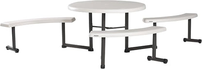 Lifetime Picnic Table 22127 44-inch Round Top Swivel Benches Almond Color Top