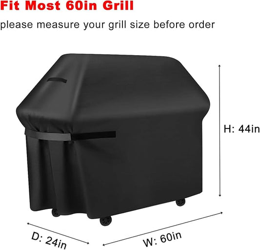 Grill Cover, 60-Inch BBQ Grill Cover Heavy Duty Waterproof UV Resistant Tear Resistant for Outdoor Grill, Compatibile for Nexgrill Brinkmann Weber Dyna-glo
