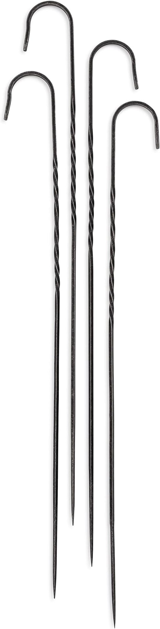 Barebones Cowboy Grill Steel Skewers Set of 4 - Grill Accessories for Outdoor Cooking and Fire Pits - Shish Kabob Skewers and Smores Sticks