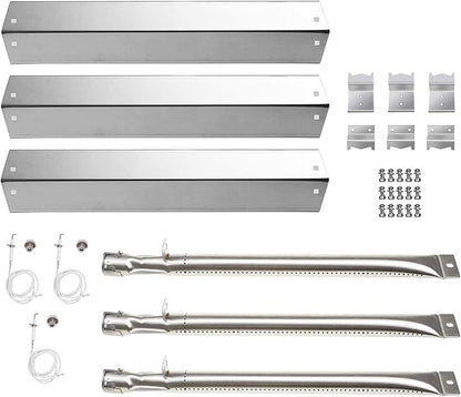 S9505A (3-Pack) Replacement Parts for Chargriller 3001 3030 4000 5050 5072,5252, 5650,4208 Stainless Steel Burner and Stainless Steel Heat Plates