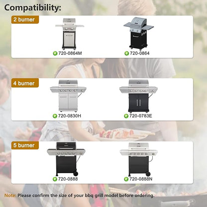 Grill Replacement Parts for Nexgrill 5 Burner 720-0888, 720-0888N, Nexgrill 4 Burner 720-0830H, Members Mark 720-0882D Grill, Stainless Steel Heat Plate Shields and Burner Tubes Replacement Kit.