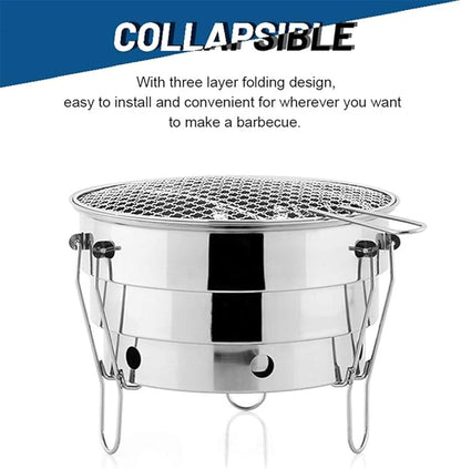 Portable Charcoal Grill for Camping BBQ, Stainless Steel Folding Mini Outdoor Barbecue Grill, Compact Camping Grill for Picnic Travel, Easy to Carry Charcoal Grills BBQ,A-1
