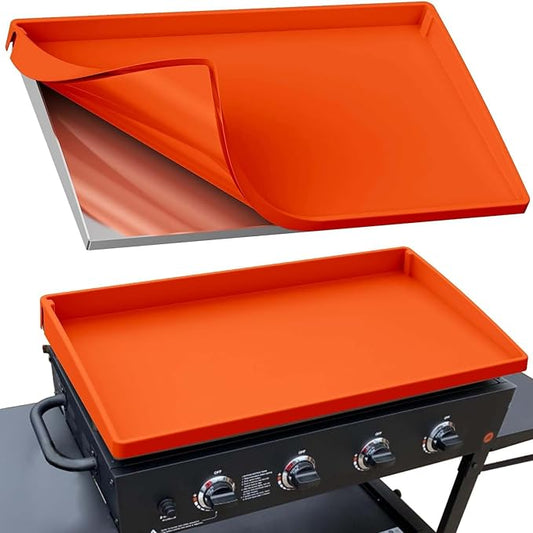 BANGIE 36" Silicone Griddle Mat for Blackstone Accessories - Anti-Warping & UV-Resistant Full-Wrap Cover for 4-Burner Flat Top Grill, Prevents Condensation Rust (Orange)