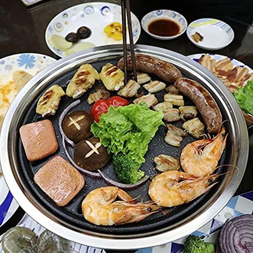 Stainless Steel Charcoal Barbecue Grill Korean Non-stick Barbecue Grills Portable Outdoor Bbq Grill Round Carbon Barbecue Stove(E)