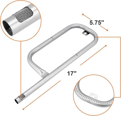 DELSbbq 7582 Cast Iron Grill Grate and 60040 Grill Burner for Weber Q100 Q120 Q1000 Q1200 Baby Q 386001 386002 516002 516001 50060001 5106000 Grills, Replacement Parts for 7644, 60040