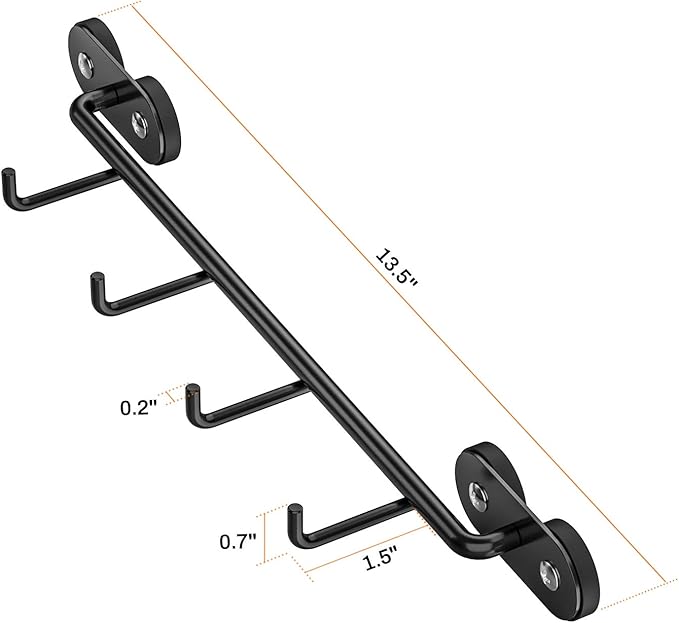 Skyflame Magnetic BBQ Tool Rack - Universal Metal Fridge Organizer Grill Cutlery Holder Towel Hanger - 4 Hooks Storage for Hanging Kitchen Utensils Smoker Tools & Other Accessories, 12" Long