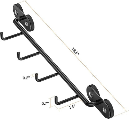 Skyflame Magnetic BBQ Tool Rack - Universal Metal Fridge Organizer Grill Cutlery Holder Towel Hanger - 4 Hooks Storage for Hanging Kitchen Utensils Smoker Tools & Other Accessories, 12" Long
