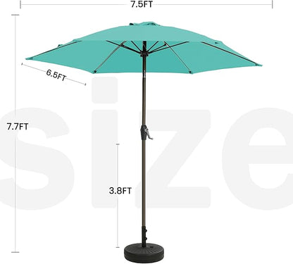 7.5FT Large Outdoor Patio Umbrella with Crank & Tilt - Durable Market Umbrella for Outdoor Patio with 6 Fiberglass Ribs for Poolside,Deck,Yard,Garden