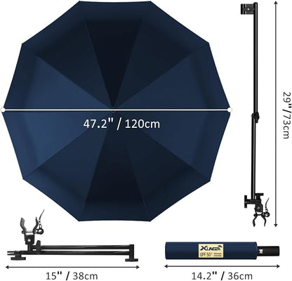 UPF 50+ Beach Umbrella with Adjustable Universal Clamp