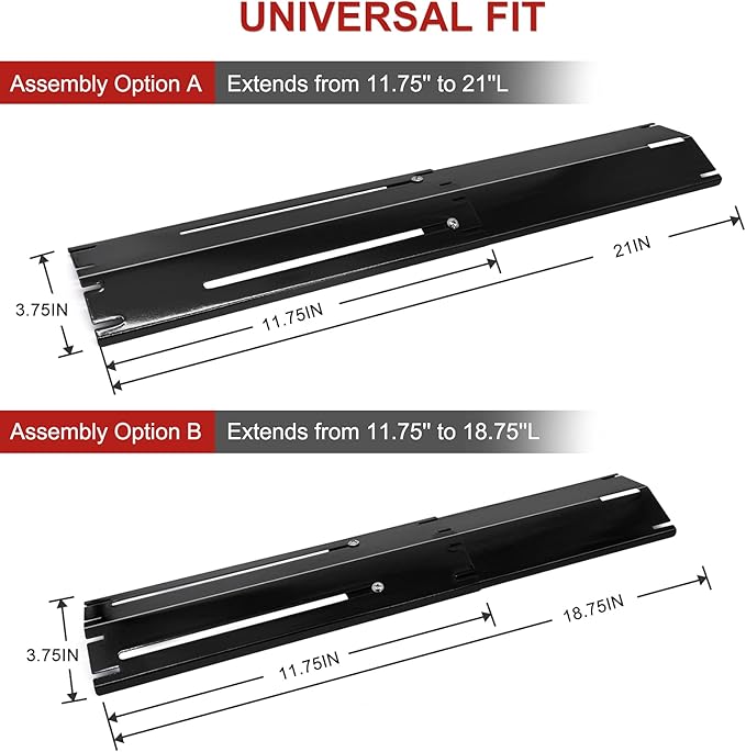 Universal Adjustable Grill Heat Plates/Heat Tents/Burner Covers/Heat Deflectors/BBQ Grill Heat Shields/Grill Cover Plates/Grill Diffuser for Gas Grill, Porcelain Steel Grill Replacement Parts (5-Pack)