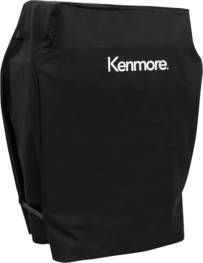 Kenmore 33 Inch Gas Grill Cover for Outdoor Grill, Universal BBQ Grill Cover for 2- and 3-Burner Gas Grill, Weatherproof, UV- and Fade-Resistant with Hook & Loop Straps, Black