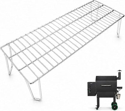 GRISUN Grill Warming Rack for Green Mountain Daniel Boone Pellet Grill, Stainless Steel Upper Rack, Heavy-Duty Grill Rack Accessories, Replacement for GMG-6008, Silver