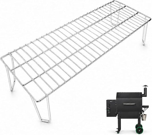 GRISUN Grill Warming Rack for Green Mountain Daniel Boone Pellet Grill, Stainless Steel Upper Rack, Heavy-Duty Grill Rack Accessories, Replacement for GMG-6008, Silver