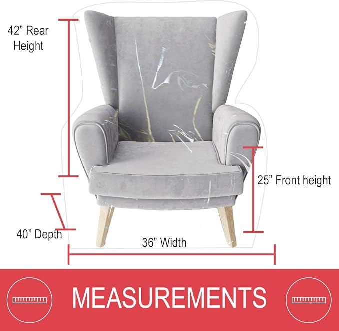 LAMINET Heavy Duty Clear Plastic Chair Covers Protectors for Recliner | Durable vinyl protector shield for armchair recliner against pet scratches, hair, dust, spills; simply wipe clean.