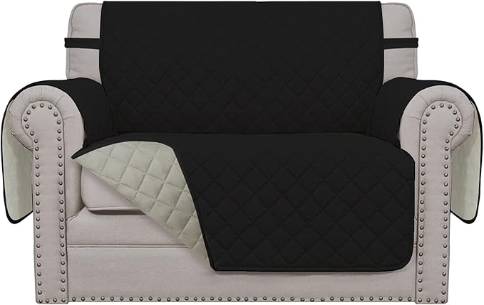 Easy-Going Reversible Couch Cover, Oversized Chair, Black/Beige | Machine Washable Slipcover For Dogs, Water Resistant Furniture Mat For Living Room, Non-Slip Sofa Cover, Pet Friendly