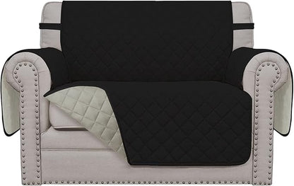 Easy-Going Reversible Couch Cover, Oversized Chair, Black/Beige | Machine Washable Slipcover For Dogs, Water Resistant Furniture Mat For Living Room, Non-Slip Sofa Cover, Pet Friendly