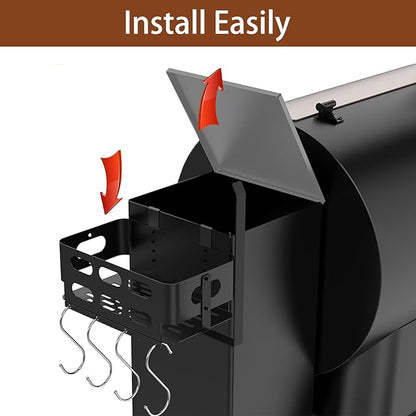Storage Bin for Traeger Grills, Pellet Storage Bin with 4 Hooks and Paper Towel Holder for Traeger Pro 22/34/780/575, Ironwood 650/885, Eastwood 22/34, for Pit Boss, for Z Grill and Other Pellet Grill