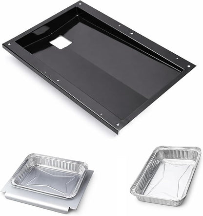 69804 Grease Tray & 67047 Catch Pan for Weber Spirit 300 Series Gas Grills, Front-Control: E/S-310 · 320 · 330, Drip Tray with 10 Pack Aluminum Foil Liner, Replace Weber 69804 67047