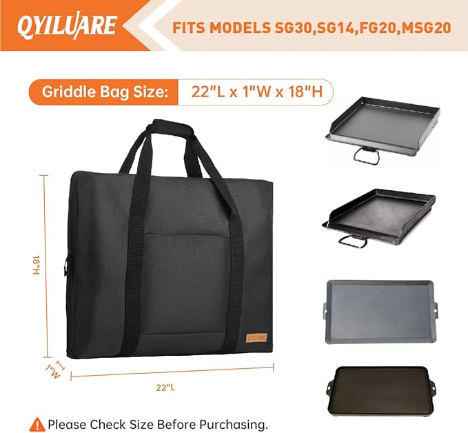 Heavy Duty 1680D Medium Griddle Bag Compatible with Camp Chef Single Burner Griddle Carry Bag - SG30, CGG16, SG14, FG20, MSG20-22" L x 1" W x 18" H