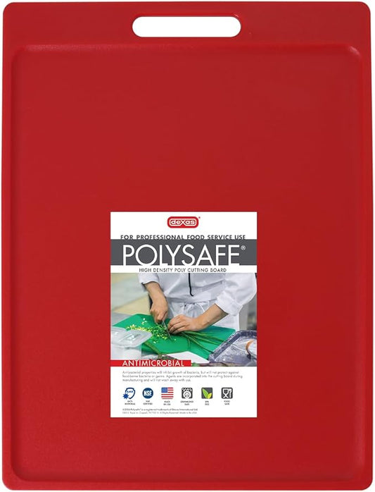 Dexas NSF Certified Polysafe Cutting Board with Handle, 11 x 14.5 Inches, Reversible Kitchen Cutting Board, Red
