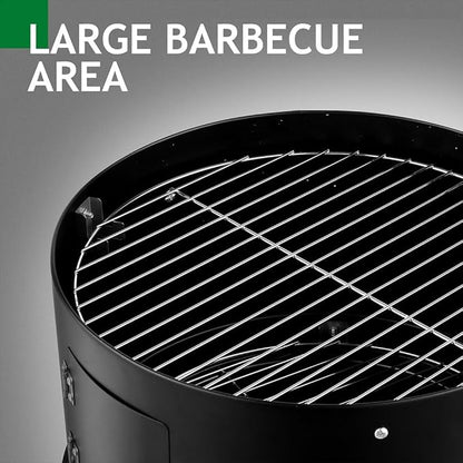 Portable Charcoal BBQ Grill 19" Vertical Charcoal Smoker Grill Outdoor Small Charcoal Grills with Meat Smoker Combo for Outdoor Backyard Cooking Grilling Camping