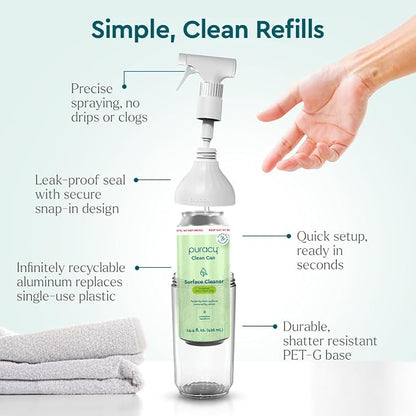 Puracy All Purpose Cleaner Clean Can- Plan t– Plant-Powered Multi-Surface Cleaner - Surface Cleaner Solution As Seen on TikTok (Green Tea + Lime, 14.4 fl oz, Starter Set)