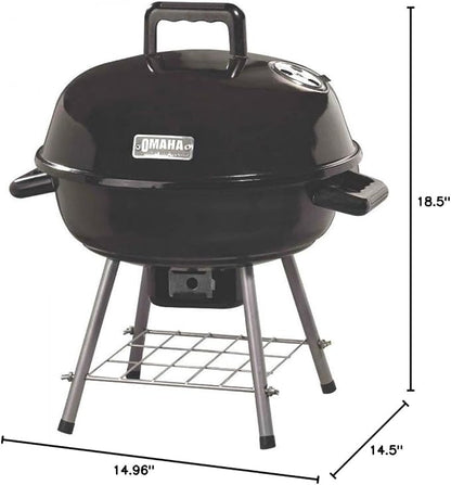 Omaha GY22014I 138 sq.-in 14-1/2" D x 18-1/2" H, Steel Kettle Tabletop Charcoal Grill with Handle