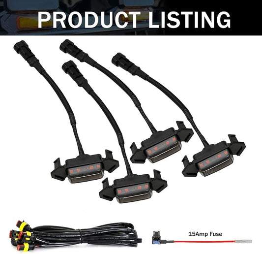 Grill Light For Tacoma TRD Pro 2016 2017 2018 2019 2020 2021 2022,Smoked Shell Amber LED Front Grille Lights with Wire Harness And Fuse
