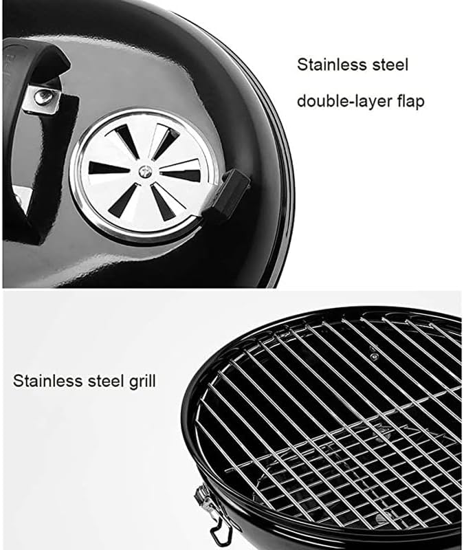 Portable Charcoal Grill for Camping BBQ Grills Outdoor Barbecue Grill Round Insulation Braised Oven Patio Grilling Rack with Flame Control Small Folding Tabletop Grill,A-1