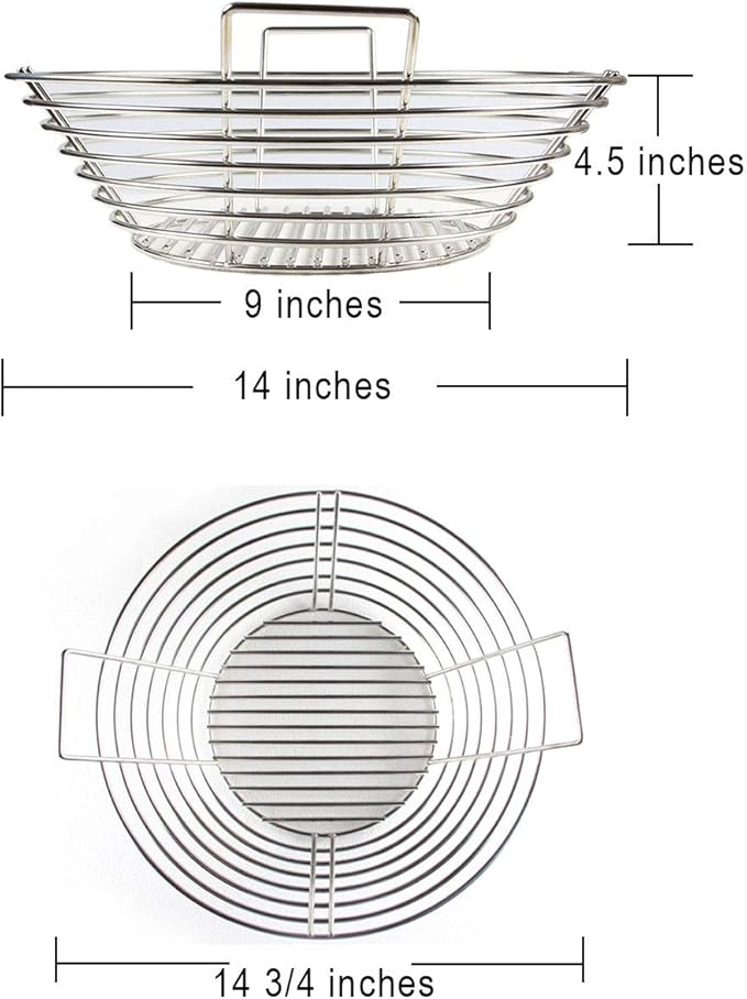 Lump Charcoal Fire Basket with Divider Big Green Egg Accessories,Stainless Steel Grill Ash Baskets for The Large Big Green Egg,Kamado Joe Classic