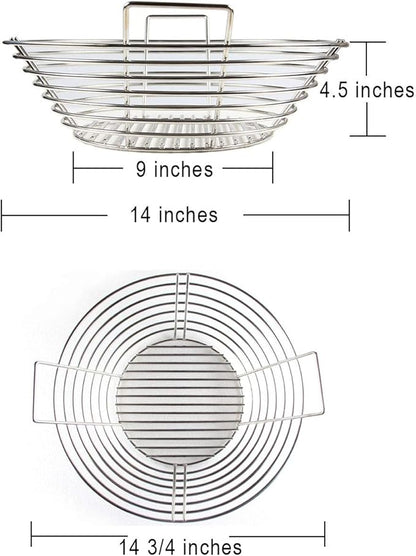 Lump Charcoal Fire Basket with Divider Big Green Egg Accessories,Stainless Steel Grill Ash Baskets for The Large Big Green Egg,Kamado Joe Classic