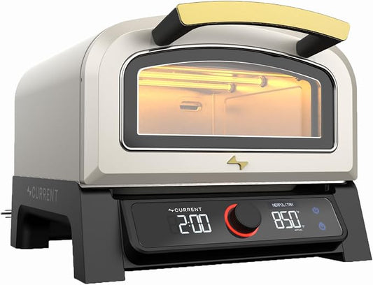 Current® Model P Electric Pizza Oven Indoor & Outdoor, 850°F Countertop Oven, No Turning Required, Perfect Pizza Every Time, Smart App Control, 12-Inch Pizza Stone Included, Sand