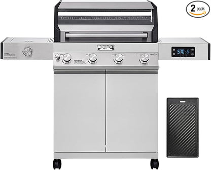 Monument Grills Denali Series, Denali 405 4-Burner Liquid Propane Gas Smart BBQ Grill Stainless Steel with Cooking Plate(2 items)