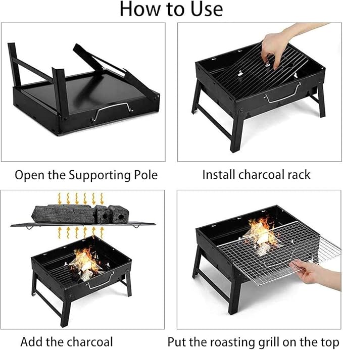 BBQ Grill Outdoor Portable Charcoal Grill, Lightweight Barbecue with Handle Grill Foldable BBQ Grills for Outdoor Cooking, Picnic, Camping, Patio Backyard Cooking (Size : M) (M) (S)