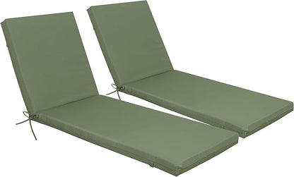 Only choice Outdoor Chaise Lounge Cushion Set of 2, 75" x 24" Lounge Chair Cushion Water-Resistant & Fade-Resistant for Lawn, Pool, Replacement Seat Cushion for Patio (Oliver Green)