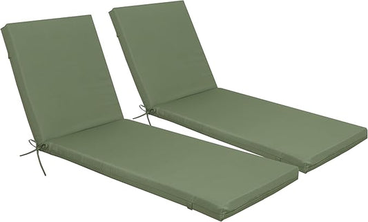 Only choice Outdoor Chaise Lounge Cushion Set of 2, 75" x 24" Lounge Chair Cushion Water-Resistant & Fade-Resistant for Lawn, Pool, Replacement Seat Cushion for Patio (Oliver Green)