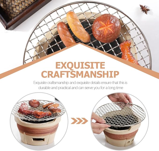 1set Grill Indoor Hibachi Grill Indoor Charcoal Gas Outdoor Barbecue Stove Outdoor Cooking Accessories Old Clay Stove Small Clay Portable