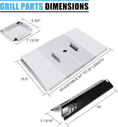 Replacement Parts for Dyna-Glo DGF510SBP DGF493BNP, Drip Pan Grease Tray & Heat Tents Heat Shields for Dyna Glo DGF510SBP 5 Burner Grill