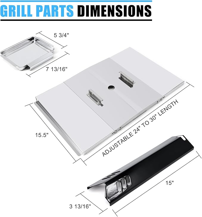 Replacement Parts for Dyna-Glo DGF493BNP DGF510SBP, Drip Pan Grease Tray & Heat Tents Heat Shields for Dyna Glo DGF493BNP 4 Burner Grill