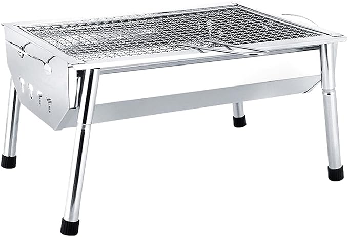 Charcoal Grill Small Stainless Steel BBQ Grill Camping Table Top Grill Portable Foldable Charcoal Grill for Outdoor Camping Cooking, 15.7 x 11.0 x 4.3 Inch Camping Grill