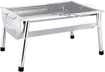 Charcoal Grill Small Stainless Steel BBQ Grill Camping Table Top Grill Portable Foldable Charcoal Grill for Outdoor Camping Cooking, 15.7 x 11.0 x 4.3 Inch Camping Grill