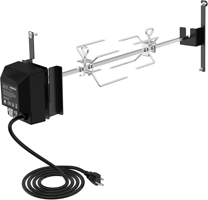 onlyfire Stainless Steel BBQ Rotisserie Kit for Weber 22 Inch WSM Cooker | 110V Electric Motor, 360 Degree Full Rotation, Takes Your WSM to Next Level